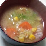 白菜と人参の味噌汁